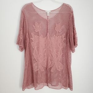 Crochet & Chiffon Detail Top Size 18/20W